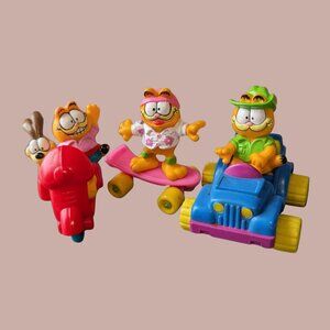 Vintage 1988 McDonald’s Happy Meal Toys – Garfield (3 of 4 Set)